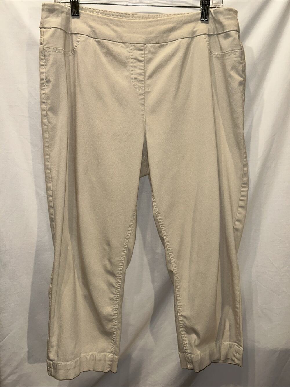 Soft Surroundings Sz Petite Large Cream Ponte Knit Ankle Pants Capsule Wardrobe